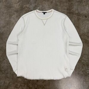 Y2K Gap White Waffle Knit Thermal Long Sleeve Size L